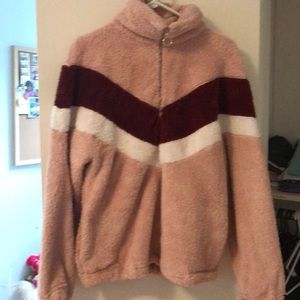 Pink Sherpa quarter zip hoodie
